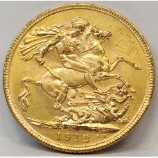 AUSTRALIA 1912 . ONE 1 SOVEREIGN . MELBOURNE . GOLD